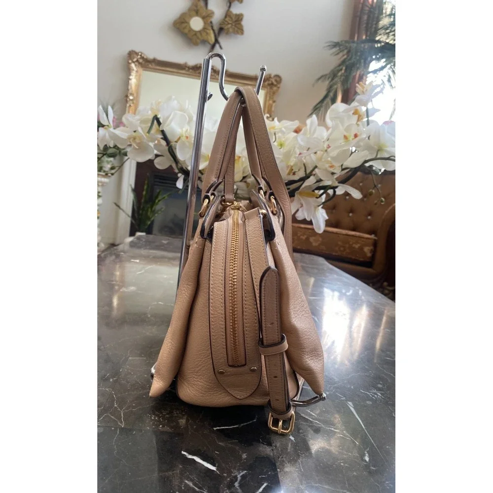 COACH‎ Drew Beechwood /Gold Pebble Leather Satchel Shoulder Bag 67711 EUC!  $450